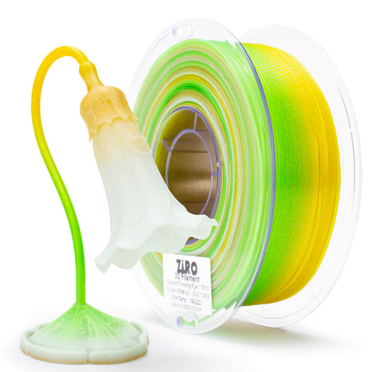ZIRO Fast Gradient Twinkling Translucent PLA Filament 1.75mm, Flower Series-White Lily