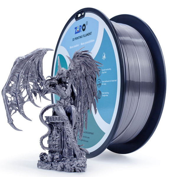 ZIRO Silk PLA Filament 1.75mm, Silver Gray