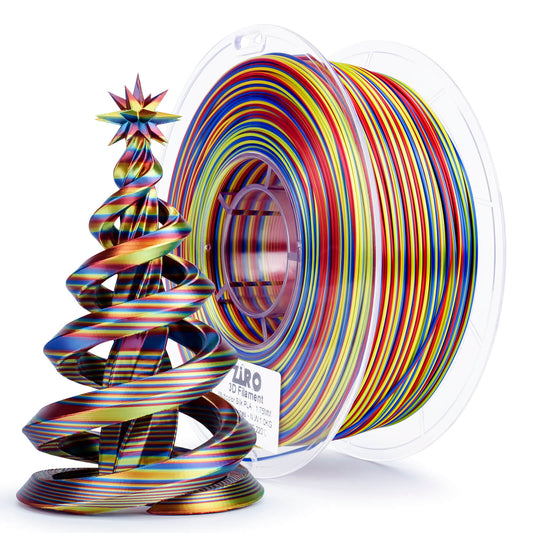 ZIRO Stripes Silk PLA Glossy Multicolors Filament 1.75mm 1kg/2.2lb Spool , Firework Stripes