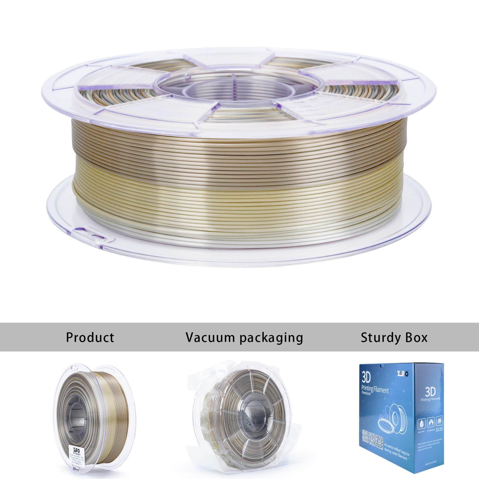 ZIRO Fast Gradient Silk PLA Filament 1.75mm, Champagne Sheen – ZIRO 3D