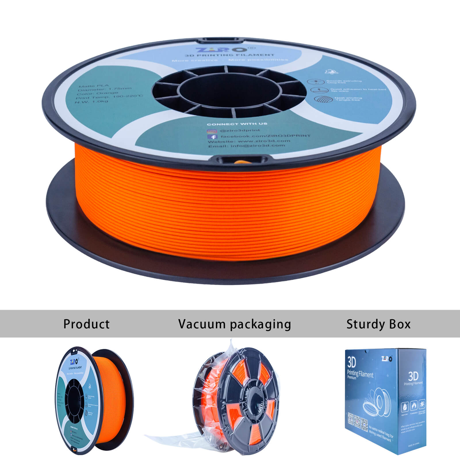 ZIRO Matte PLA Filament 1.75mm, Orange – ZIRO 3D
