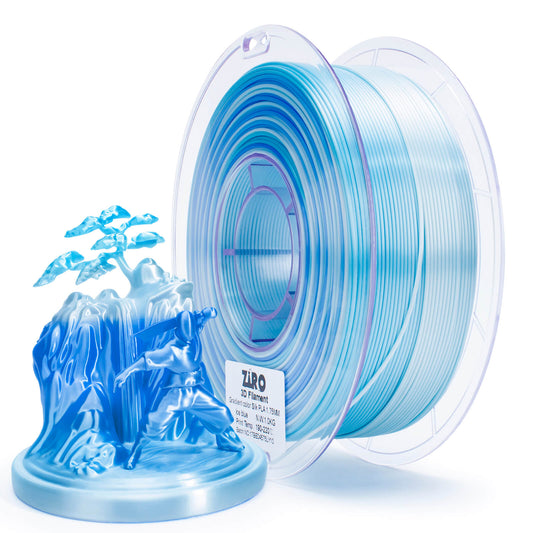 ZIRO Fast Gradient Silk PLA Filament 1.75mm, Ice Blue