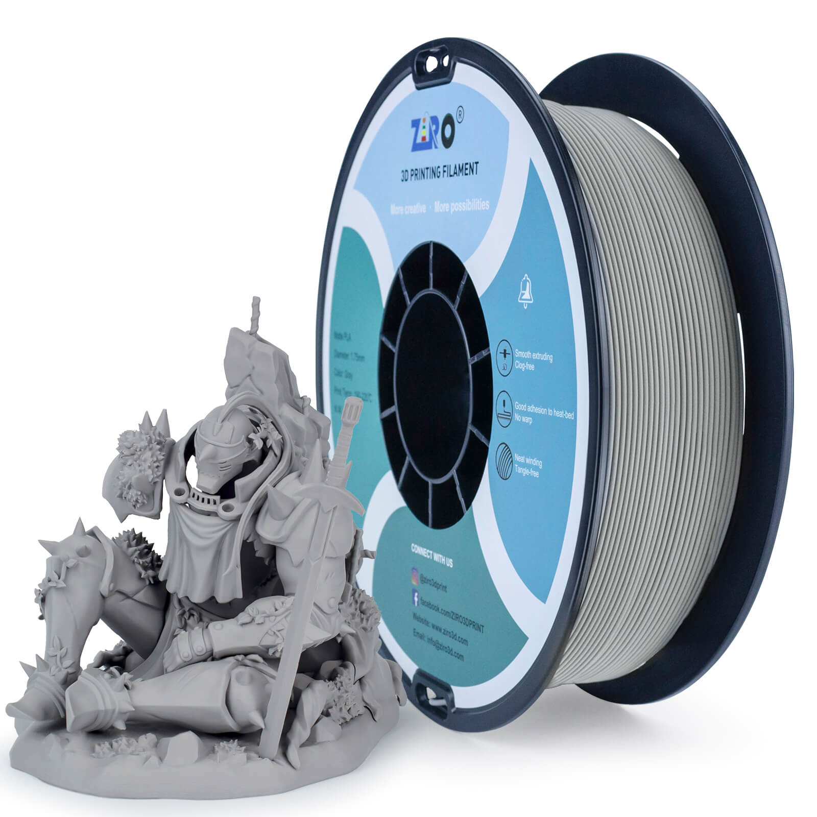 ZIRO Matte PLA Filament 1.75mm, Gray – ZIRO 3D