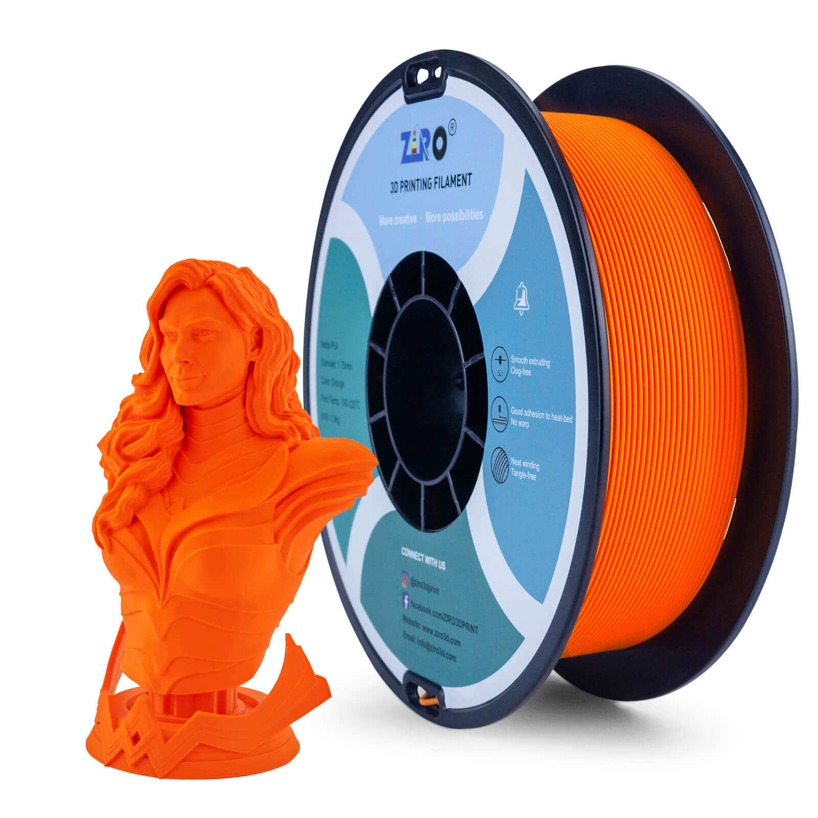 ZIRO Matte PLA Filament 1.75mm, Orange – ZIRO 3D