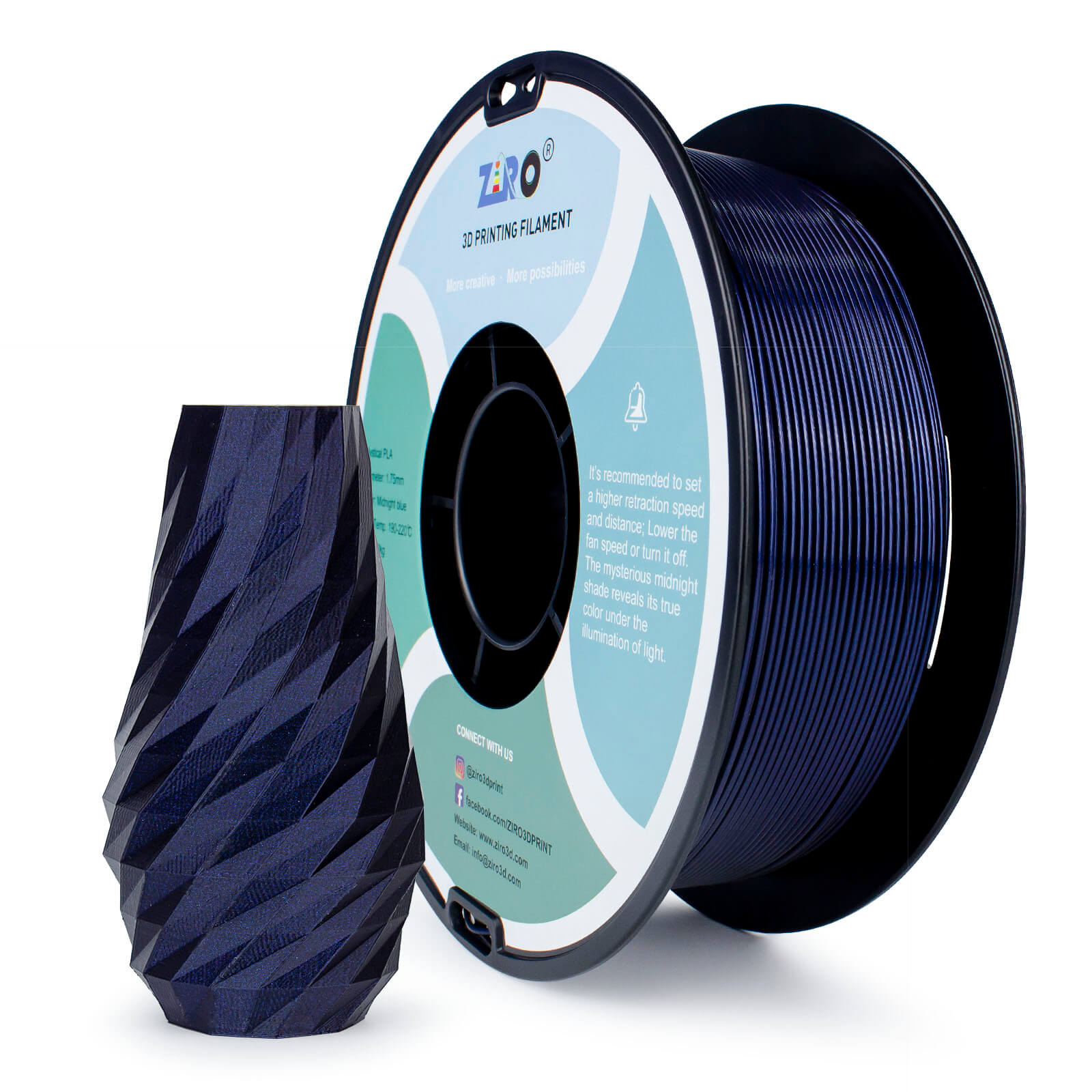 ZIRO Glitter Mystical Series PLA Filament 1.75mm, Midnight Blue – ZIRO 3D