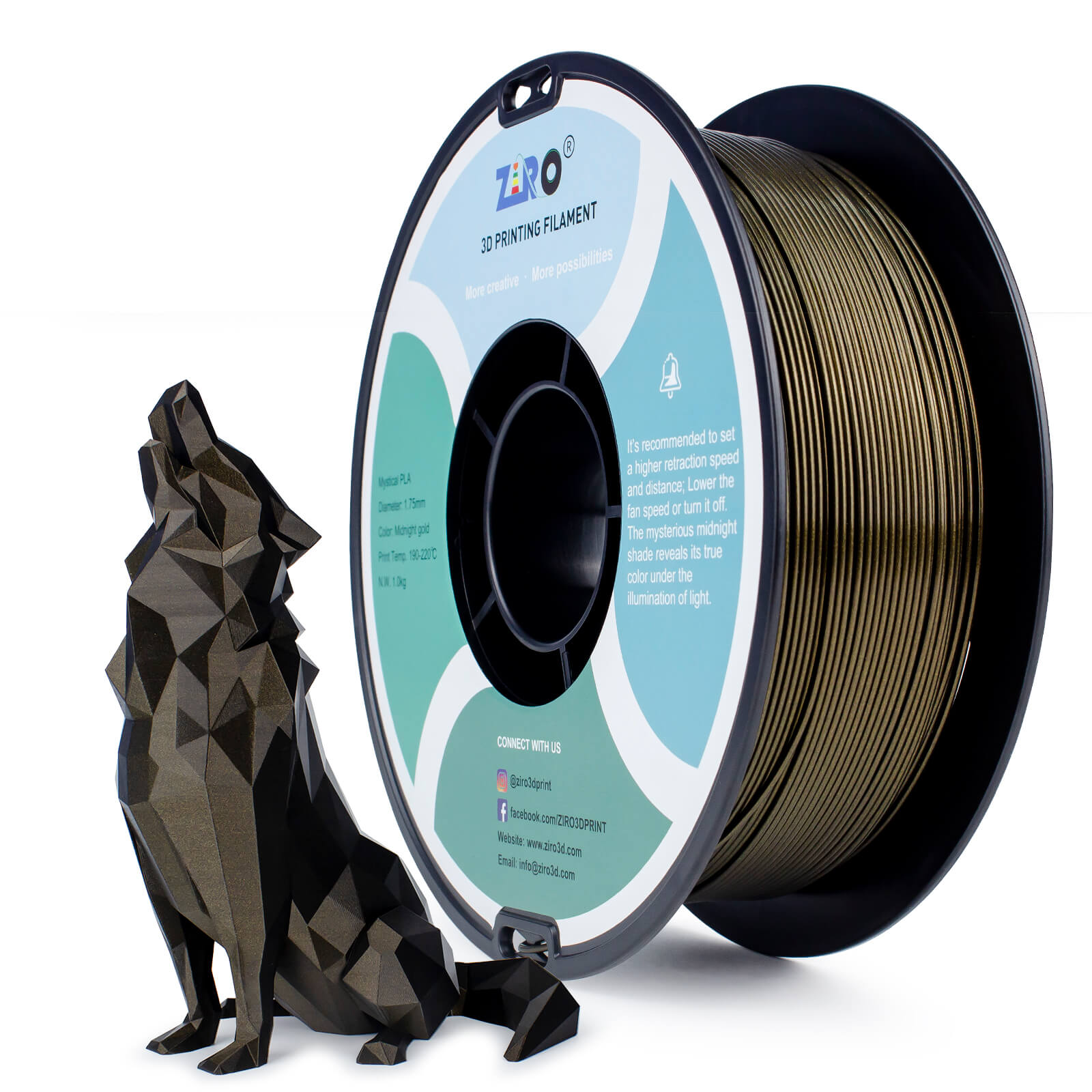ZIRO Glitter Mystical Series PLA Filament 1.75mm, Midnight Gold – ZIRO 3D