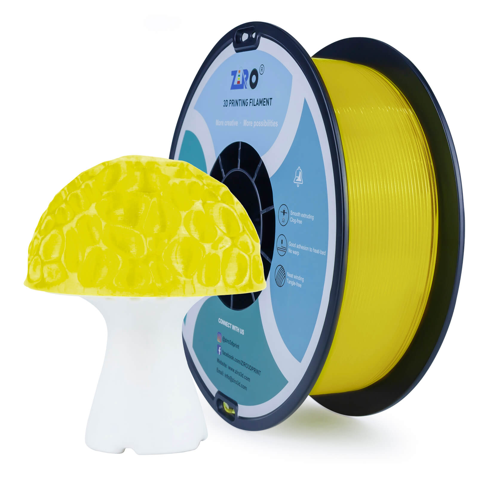 ZIRO Translucent PLA Filament 1.75mm, Translucent Yellow – ZIRO 3D