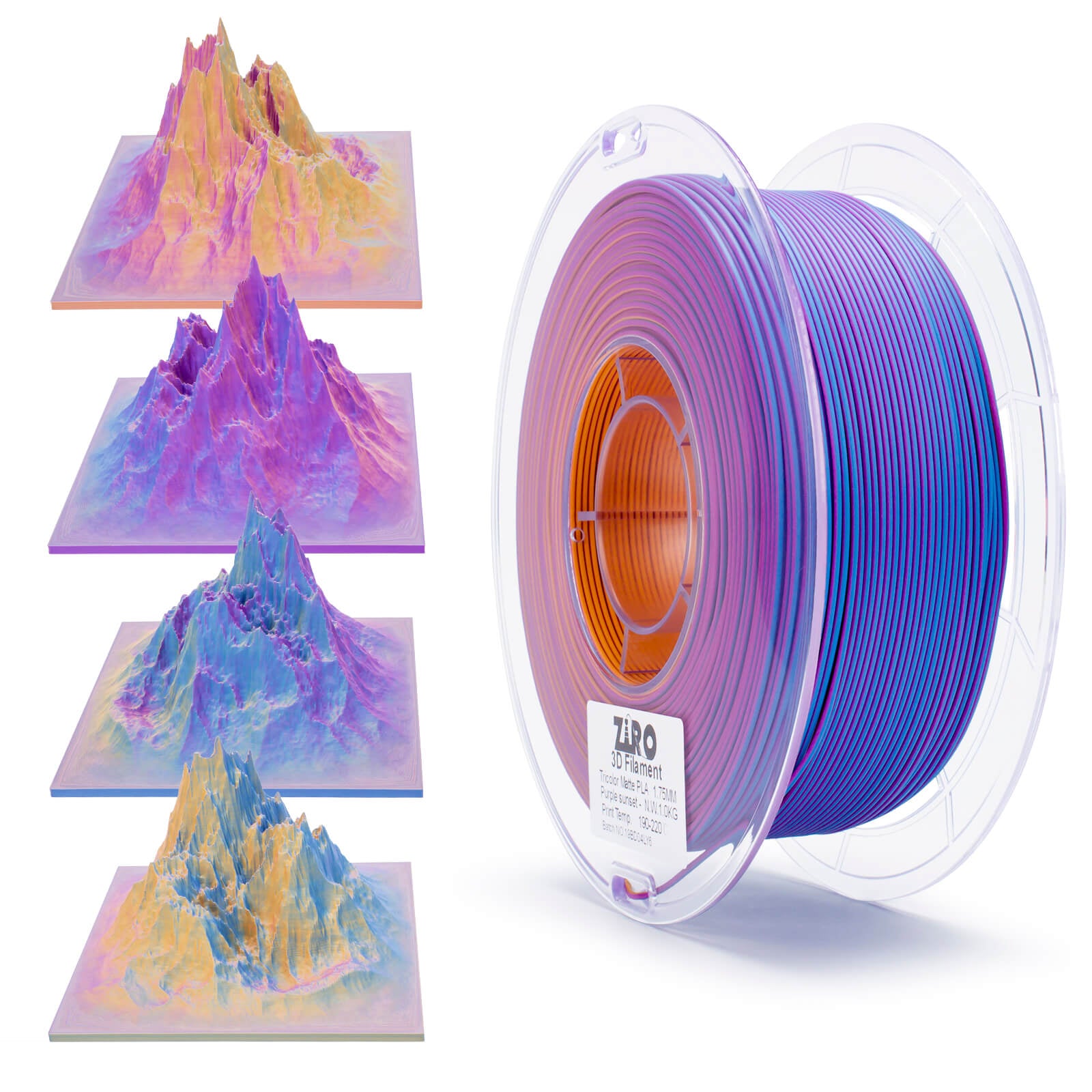 ZIRO Tri-color Matte PLA Filament 1.75mm, Purple Sunset – ZIRO 3D