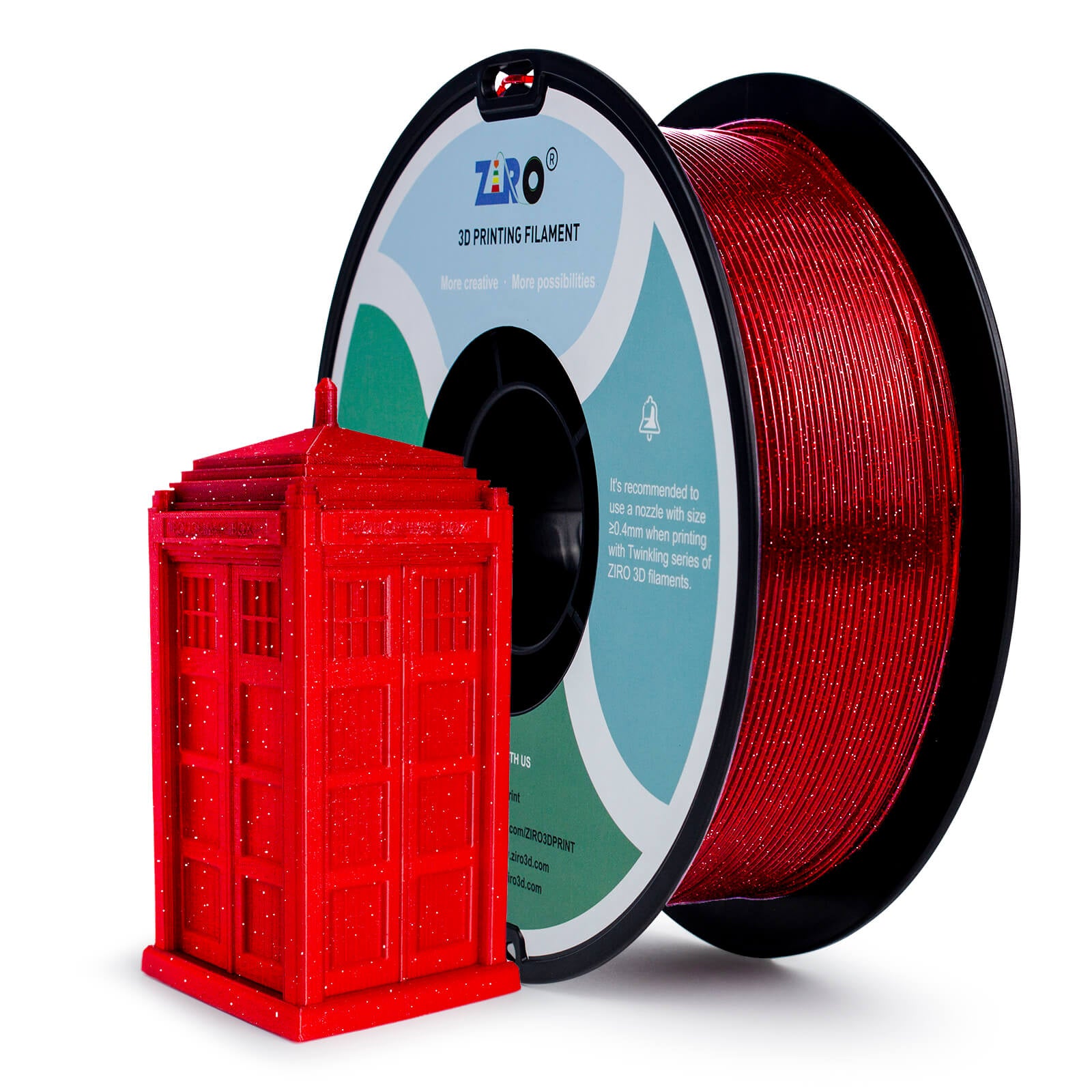 ZIRO Glitter Twinkling PLA Filament 1.75mm, Red – ZIRO 3D