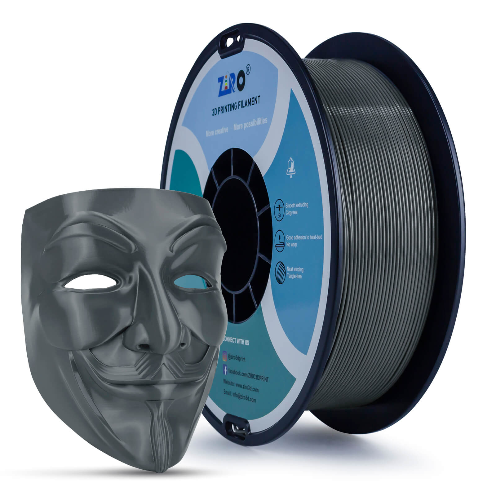 ZIRO PLA PRO Basic Color Series Filament 1.75mm, Dark Gray – ZIRO 3D