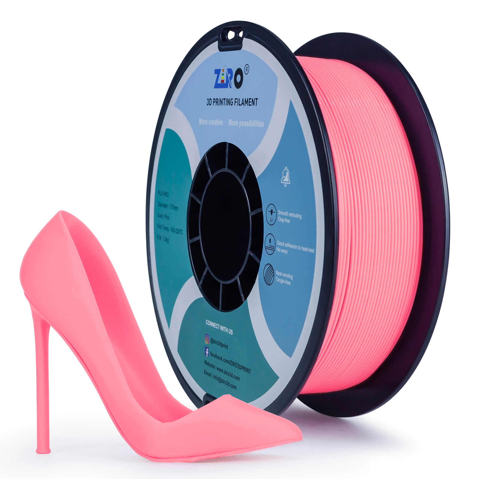 ZIRO PLA PRO Basic Color Series Filament 1.75mm, Pink – ZIRO 3D