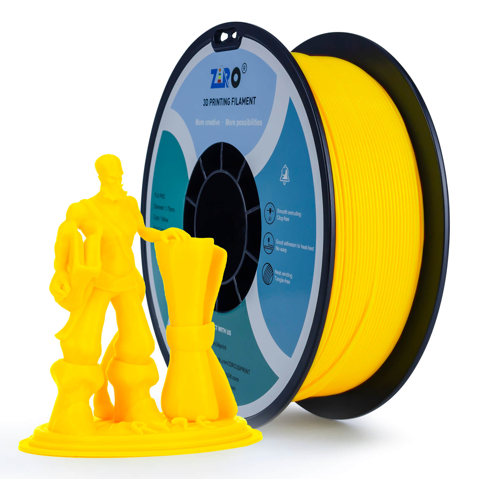 ZIRO PLA PRO Basic Color Series Filament 1.75mm, Yellow – ZIRO 3D